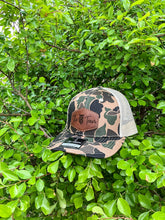 Load image into Gallery viewer, KT Team Livin' Hooked Old School Camo Hat w/The KT Team Leather Patch