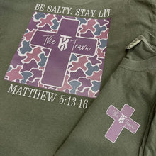 Load image into Gallery viewer, The KT Team “Be Salty, Stay Lit “ Cross T- Shirt
