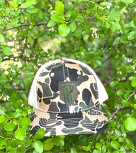 Load image into Gallery viewer, KT Team Livin’ Hooked Old School Camo Hat w/KT Team Embroidered Logo Patch
