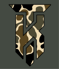 Load image into Gallery viewer, KT Team “Old Duck Camo Shield” Nine Line T-Shirt
