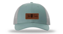 Load image into Gallery viewer, KT Team Smoke Blue/Aluminum Richardson 112 Hat w/The KT Team Leather Patch
