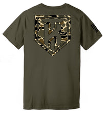 Load image into Gallery viewer, KT Team “Old Duck Camo Shield” Nine Line T-Shirt
