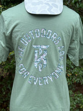 Load image into Gallery viewer, KT Team “The Outdoors Are For Everyone” Camo Logo T-Shirt
